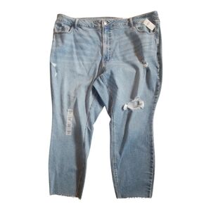 Old Navy Plus Size High-Rise Super Skinny Distressed Ankle Jeans in Blue